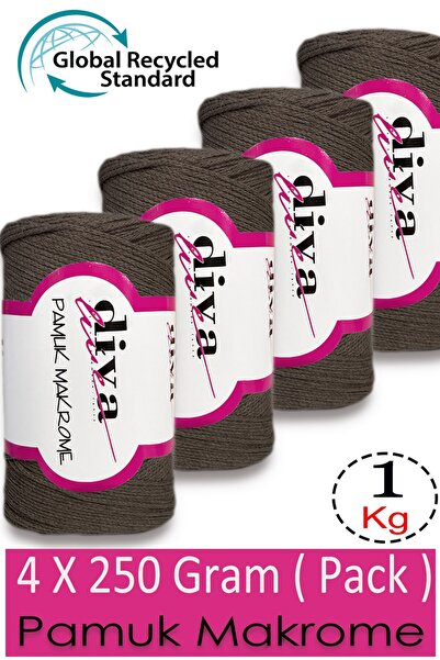 Diva İplik 1 kg - Pakovanje od 4 komada - 3 mm - Koton Makrame Torba Pređa 25...