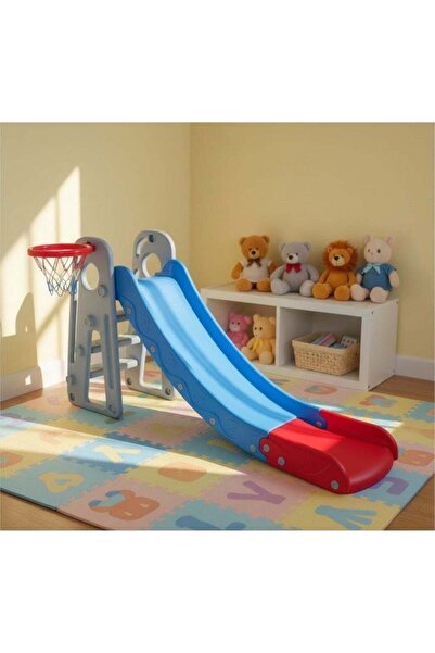 Star Kids 2-in-1 Indoor and Outdoor Slide with Integrated Basketball Hoop