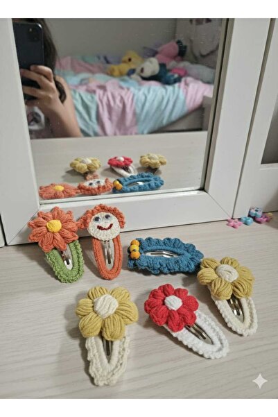 Retro Women Girl's Baby Knitted Design Ribbon Flower Figured Gift Buckle Set