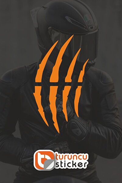 Turuncu Sticker Helmet Claw Sticker (1 Piece) 9X16 cm - Helmet - Motor - Lapt...