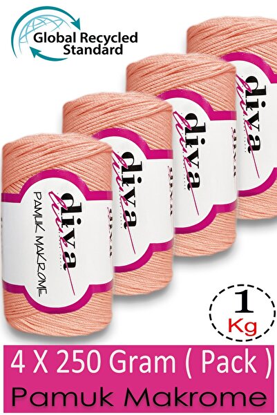 Diva İplik 1 kg - Pack of 4 - 3 mm - Koton Macrame Bag Yarn 2588 Yavruağzı