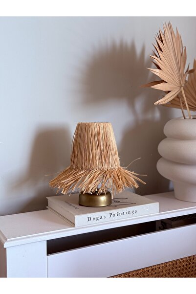 KaiAtelier Rafia Kablosuz Masa Lambası / Gece Lambası / Abajur