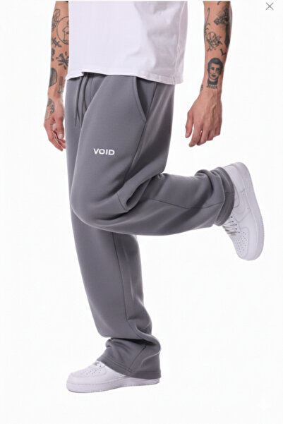 NİCE VOİD Baskılı 3 İplik Şardonlu Kışlık Rahat,Günlük Baggy Eşofman Altı