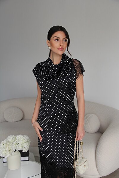 Julidress Asymmetrical Cut Lace Detailed Blouse and Midi Skirt Bottom-Top Pre...