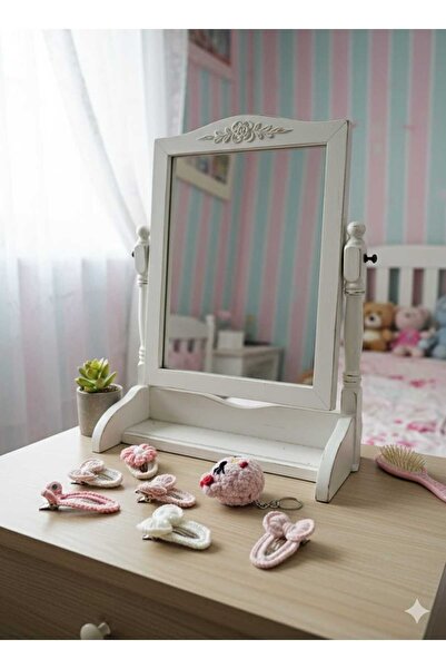 Retro Women Girl's Baby Knitted Design Ribbon Flower Figured Gift Buckle Set