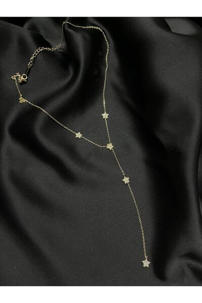 ROYKA Çelik Gold Yıldızlı Minimal Kararmaz Hediyelik Y Kolye
