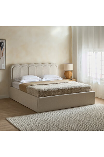 Home Box سرير تخزين هيدروليكي فاخر من Island Luxen Smart بحجم كوين مع تنجيد -...