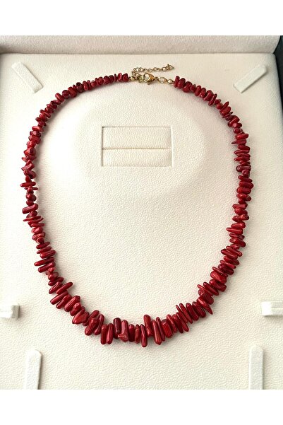 eyla collection Natural Red Coral Stone Necklace (45 cm) - Energy Stone