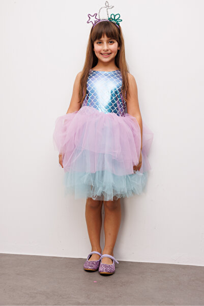 Le Mabelle Rochie pentru fete cu fustă din tul cu model sirenă liliac - Carey
