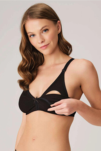 Koza Women's Cotton Non-Wired Maternity Nursing Bra - Black
