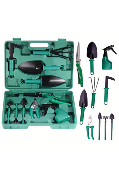 AMRIS Set of 10 gardening tools, storage Bag included, stainless steel