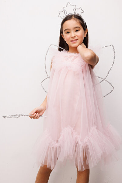 Le Mabelle Rochie pentru fete cu fustă detaliată cu mărgele și model zigzag -...