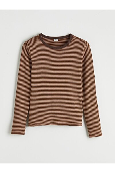 LC Waikiki LCW Kids okrugla kragna Dugačka Rukava Prugasto Ženska Dječja Majica