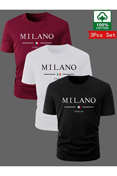 PAVRO Unisex Oversize Fit Multi T-Shirt Milano Printed Tshirt