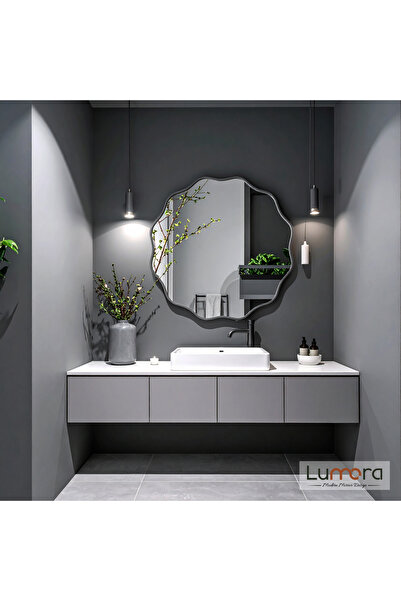 lumora mirror design Envara Modern Antrasit Boyalı MDF Çerçeveli Dekoratif Ayna