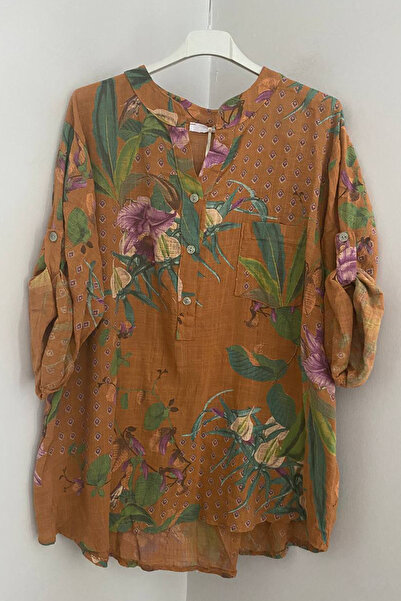 AYASOFYA OTANTIK Women's Italian Cappuccino Tile Floral Pattern Button Detail...