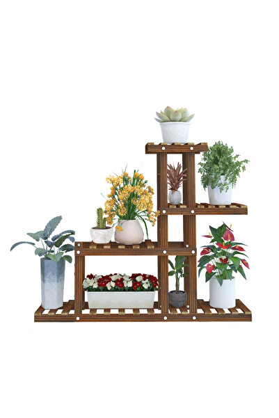 Ev dekka Ahşap Dekoratif 6 Katlı Çiçeklik Standı - 120x120 cm Büyük Boy Saksı...