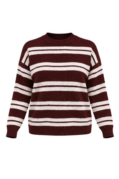 Retrobird Striped Knitwear Sweater Women's Burgundy