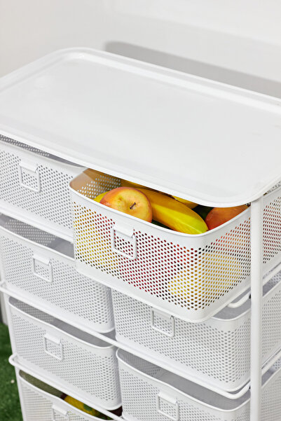 Yıldıray Metal 8 BÖLMELİ 4 KATLI TEKERLEKLİ SEBZELİK