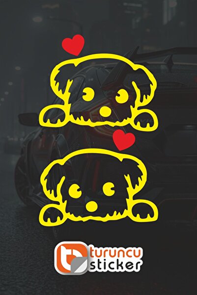 Turuncu Sticker ملصق مرآة جانبية بقلب أحمر 13.5x11 - 2 قطعة - مجموعة يمين ويس...