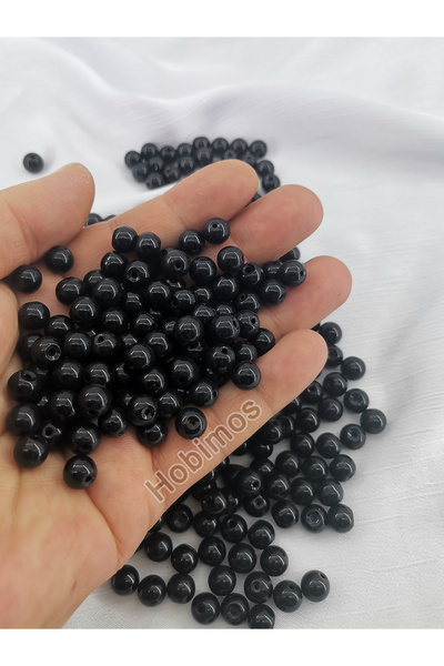 Hobimos 50 Adet 8 mm Siyah Cam İnci Boncuk - Takı ve Aksesuar Yapım Boncuğu