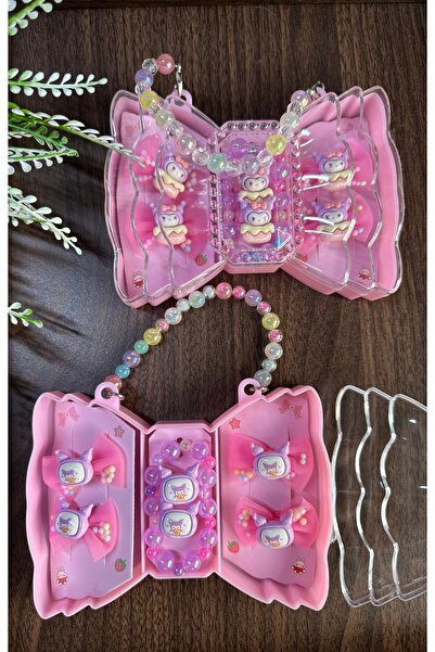 kuromi Takı Setli Kız Çocuk Çanta Hediye paketli + Hediye Toka ile Gönderim