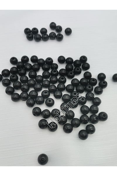 Hobimos 100 bucăți de mărgele din plastic negru de 8 mm - mărgele pentru realizarea de bijuterii și accesorii