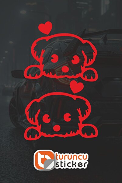 Turuncu Sticker Side Mirror Sticker with Red Heart 13.5X11 - 2 Pieces - Right...