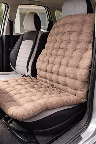 Ortopedik Araba Koltuk Minderi Sırt Destekli – 50x110 cm – Keten Oto Koltuk Pedi