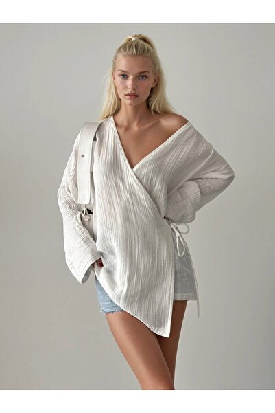SUİD MÜSLİN KUMAŞ BAĞLAMALI KİMONO
