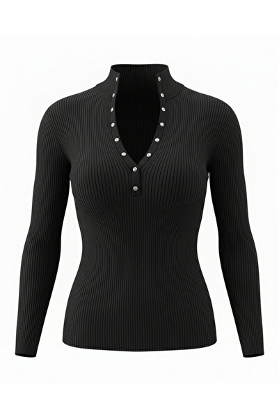 Retrobird Thin Studded Knitwear Sweater Women's Black