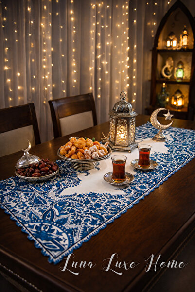 Luna Luxe Home Mahya | Ramazan Özel Nostaljik Motifli Dijital Baskı Runner (S...