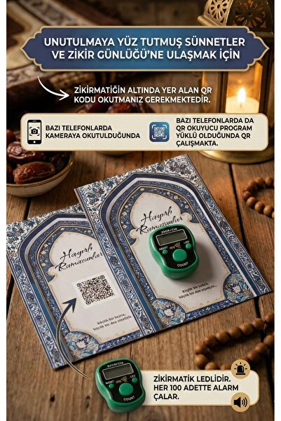Dijital Ekranlı, Ledli ve Her 100 Zikirde Alarm Çalan Zikirmatik - PDF Hediyeli