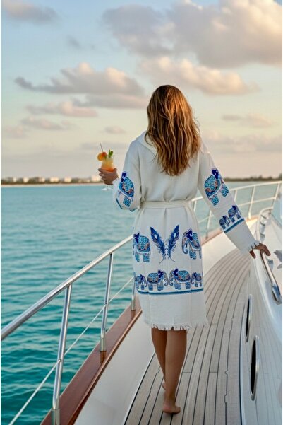 tarzQeen peştemal Yumuşakdokulu BambuMüslin Kapşonlubornoz ekrufil deseni kad...