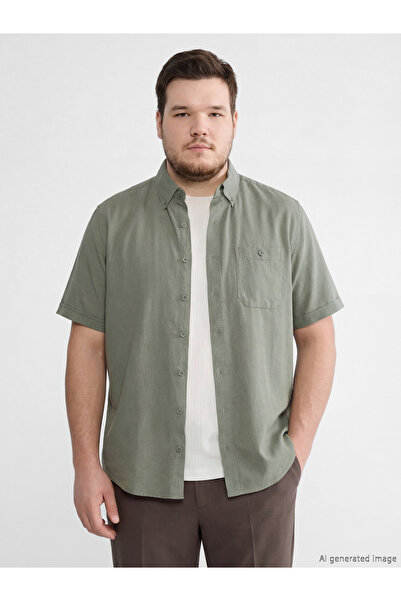 LC Waikiki Ανδρικό πουκάμισο από ποπλίνα σε κανονική εφαρμογή χακί από το κατ...