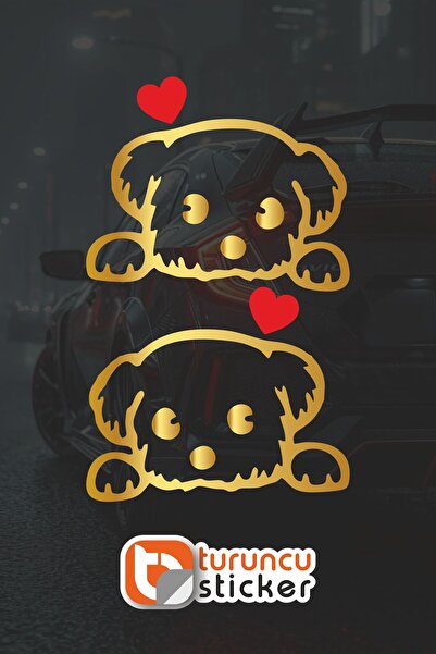 Turuncu Sticker ملصق مرآة جانبية بقلب أحمر 13.5x11 - 2 قطعة - مجموعة يمين ويس...