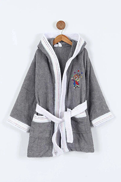 Bikaya Home Clown Figured Embroidered Hooded Children's Bathrobe |   Soft Cot...