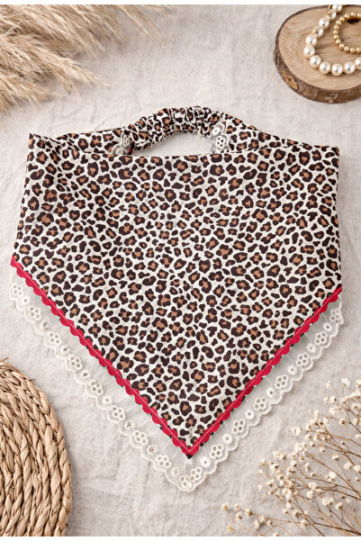 Mufincollection Leopard Patterned Lace Detailed – Elastic Women's Bandana