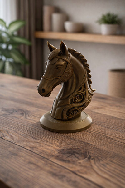 3D At Büstü Baskı PLA Dekoratif Biblo – Masaüstü Şövalye At Figürü