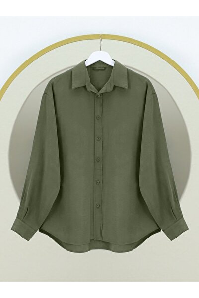 COjans Oval Cut Tencel Cupra Shirt - Khaki