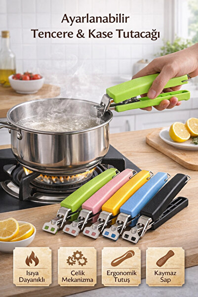 Tilbe Home Ayarlanabilir Tencere Tava Tutacağı Sıcak Yemek Kase Tutucu Tepsi ...