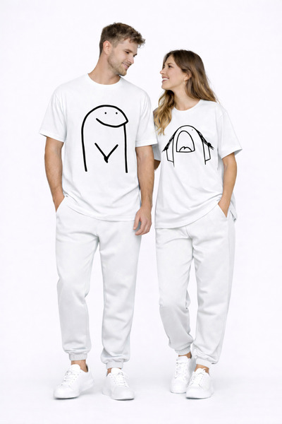 NEVERMIND Lover's Combination Couple T-Shirt Oversize Unisex Matching Couple ...