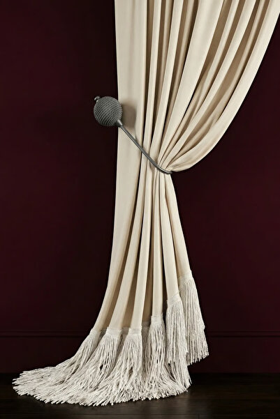 MEFAKS TEKSTİL Modern Antrasit Hayalet Perde Tutucu | Kornişe Takılan Topuzlu...