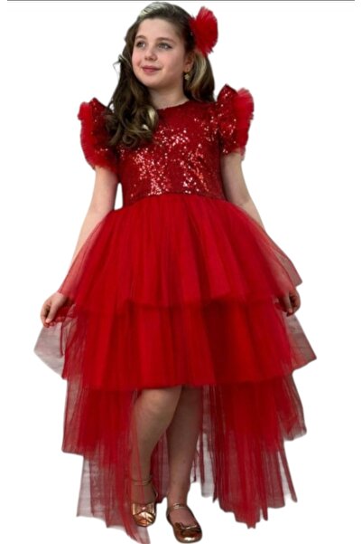 BEGONYA BEBECE KIDS Παιδικό βραδινό φόρεμα με παγιέτες και ουρά, για γάμους κ...