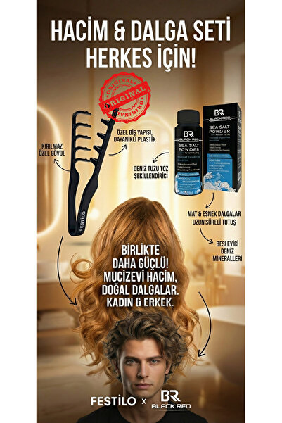 FESTİLO Miraculous Volume and Wave-Enhancing Comb Sea Salt Hair Powder Hair P...