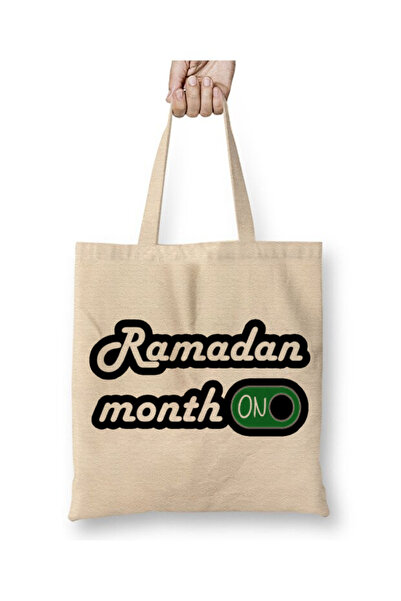 Toyaso Ramadan Month Eid Ramadan White Tote Bag Long Handle Shopping Bag Beac...