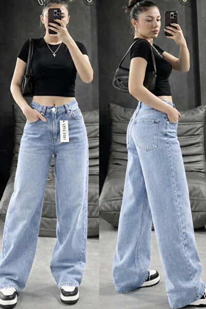 deniva Trend Y2K Baggy Light Blue Color Jeans