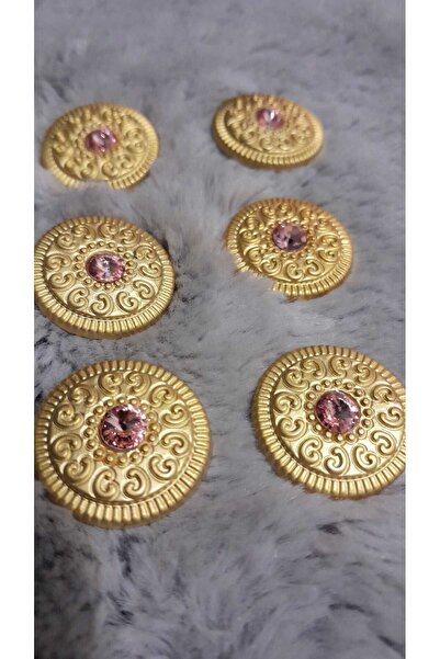 ILCARE ALTIN KAPLAMA TAŞLI METAL Düğme 36 BOY 22 mm 6 Adet