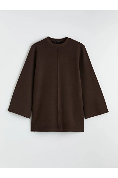 LC Waikiki Καφέ Oversize Γυναικείο Φούτερ Τουνίκ