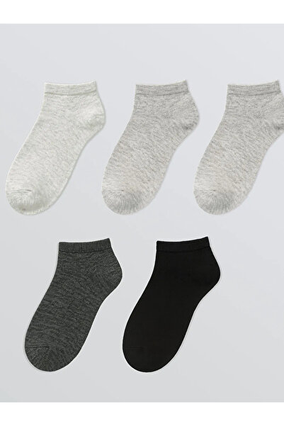 LC Waikiki Gray Women's Plain Booties Socks 5-Pack